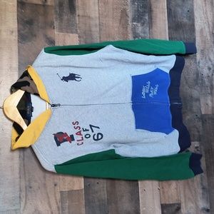 Polo Ralph Lauren Color Block Big Pony Terry Zip Up Hoodie XL 18-20 Boy